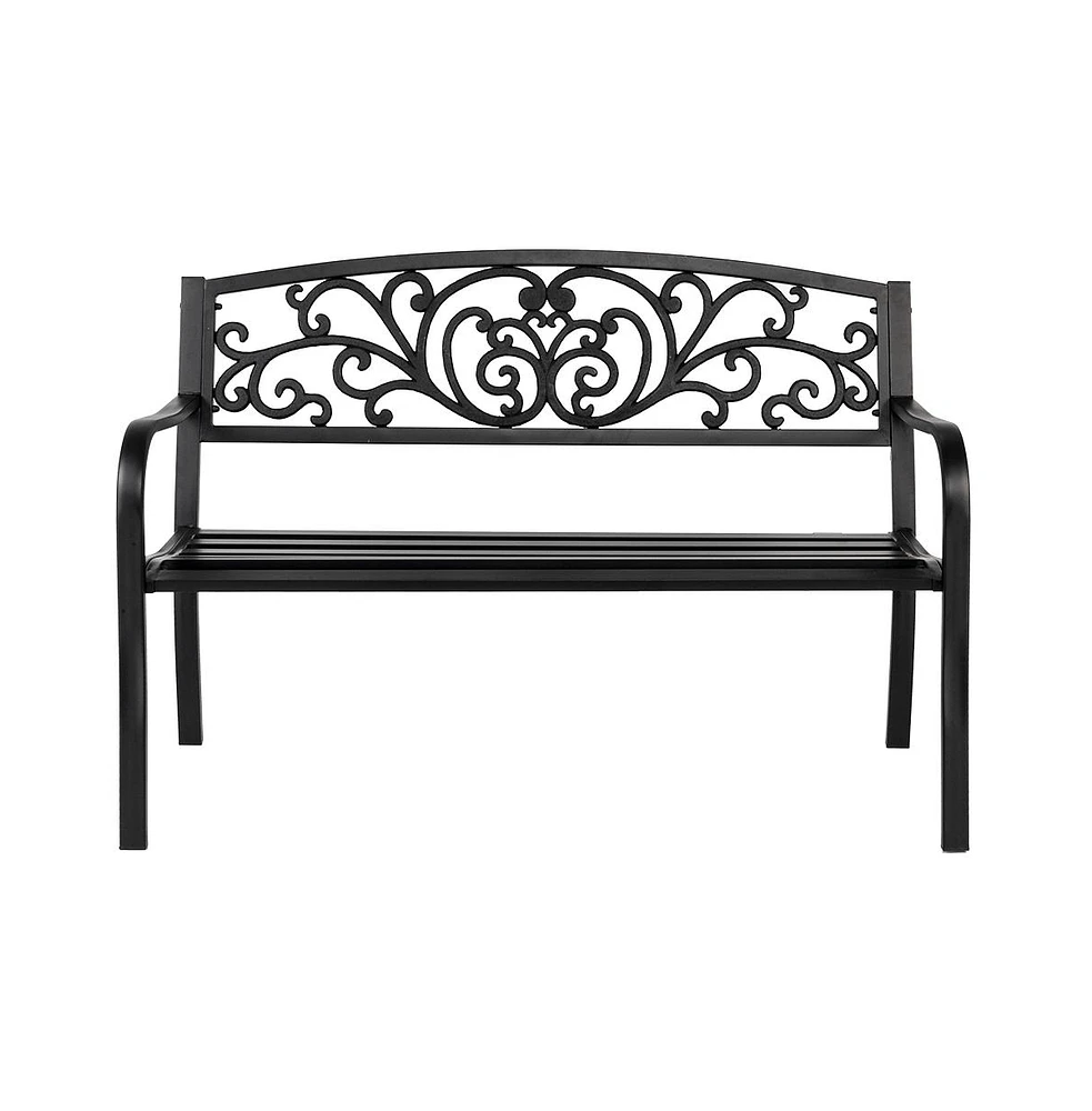 Slickblue 50'' Iron & Pvc Outdoor Bench – Durable Courtyard Park Seating for Leisure and Relaxation