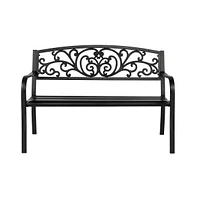 Slickblue 50'' Iron & Pvc Outdoor Bench – Durable Courtyard Park Seating for Leisure and Relaxation