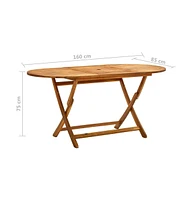 vidaXL Folding Patio Table 63"x33.5"x29.5" Solid Wood Acacia