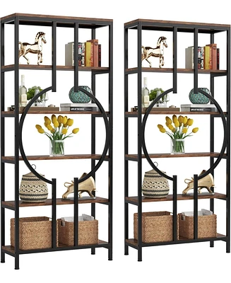 Tribesigns 70.9 Inch Industrial Bookshelf, 6-Tier Tall Bookcase with Open Shelves, Wood and Metal Display Shelf Storage Shelves for Bedroom, Living Ro