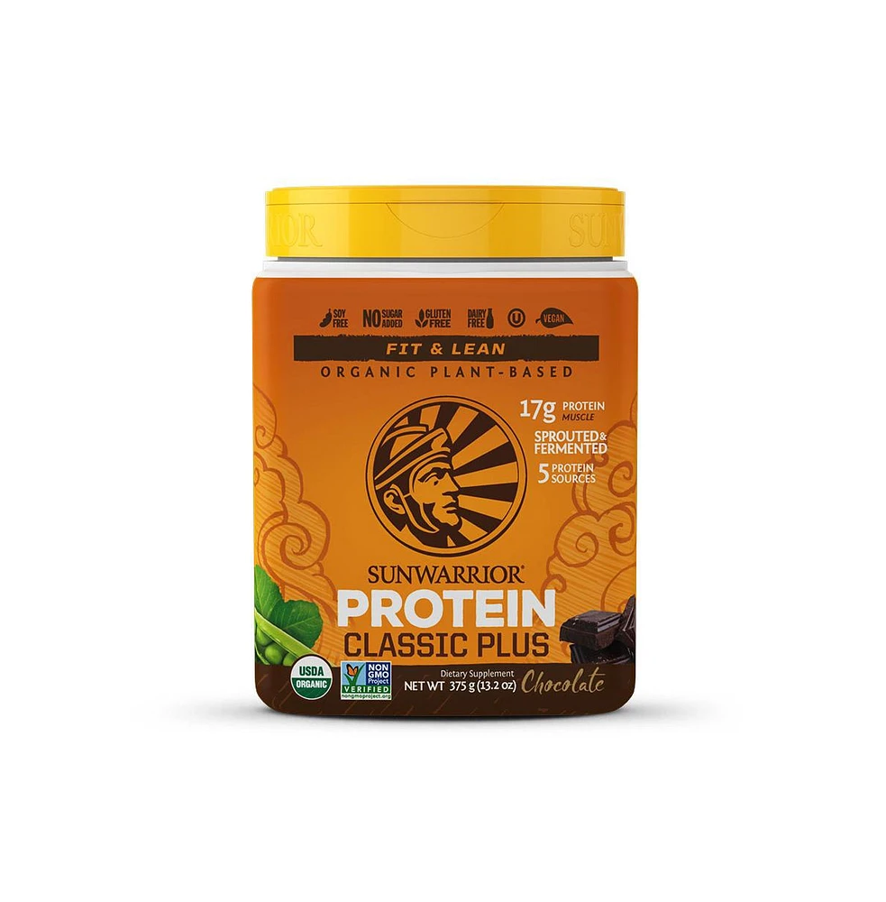 Sunwarrior Classic Plus Protein Powder, Sunwarrior, Plant-Based Protein, Chocolate Flavor, 375gm (15 Servings)