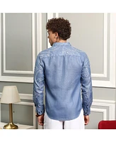 Men's Icy Blue Paisley-Lined Shirt