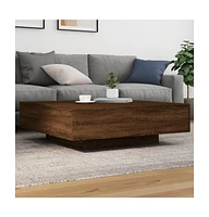 vidaXL Coffee Table with Led Lights Brown Oak 39.4"x39.4"x12.2"