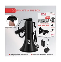 Pyle Megaphone Speaker with Led Lights, Rechargeable Battery, and Siren Alarm