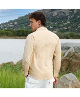 Campus Sutra Men's Pale Yellow Heathered Utility Shirt