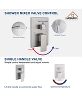 Casainc 12" Inch Wall Mounted Square Shower System Set with Handheld Spray