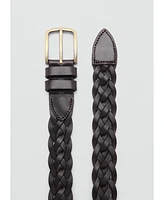 Mango Men's Braided Leather Belt