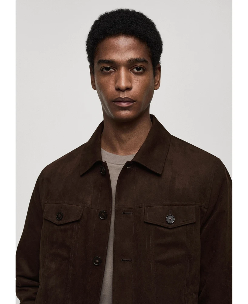 Mango Men's Pockets Detail Suede-Effect Jacket