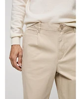 Mango Men's Pleated Cotton Trousers