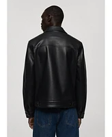 Mango Men's Pockets Detail Leather-Effect Jacket