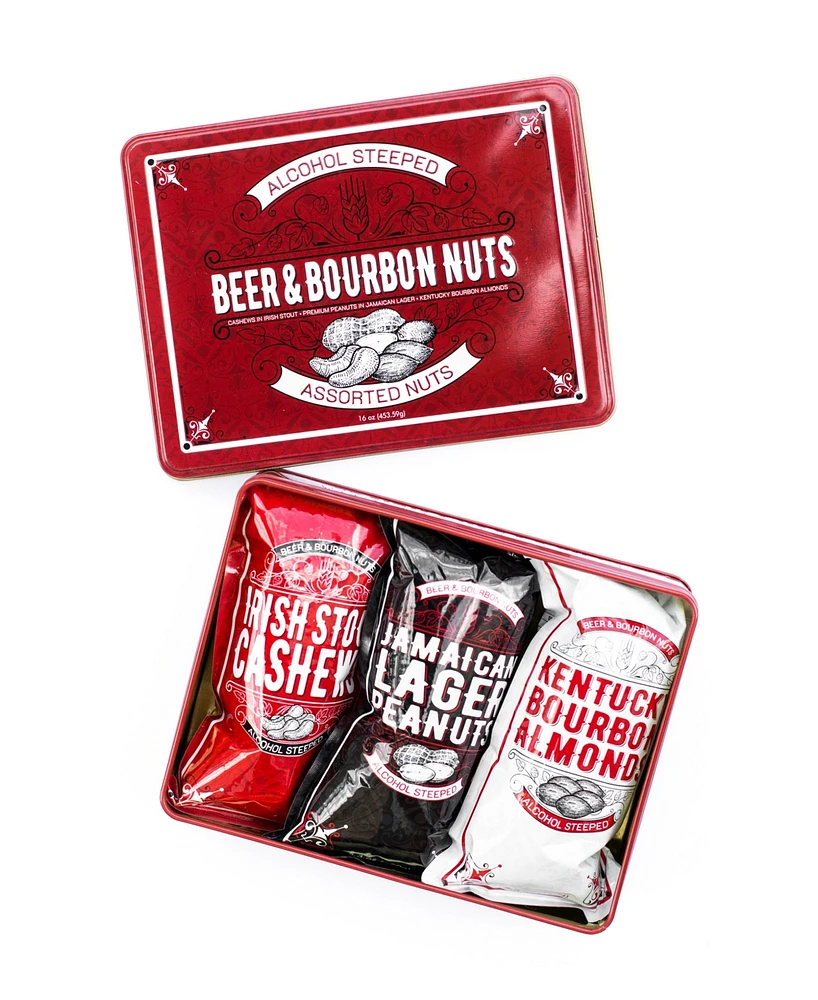 Sugar Plum Chocolates Beer Bourbon Liquor Nuts Gift Tin, 16 oz.