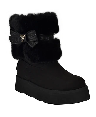 Guess Women's Denla Cold Weather Faux Fur Booties