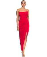 Betsy & Adam Women's Ruched Strapless Gown