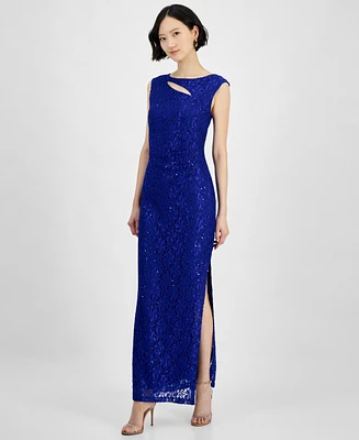 Connected Women's Lace Cutout Cap-Sleeve Gown