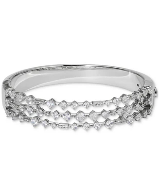 Eliot Danori Silver-Tone Cubic Zirconia Triple-Row Bangle Bracelet, Created for Macy's