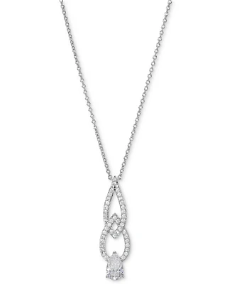 Eliot Danori Silver-Tone Cubic Zirconia Interlocking Pave Pendant Necklace, 16" + 2" extender, Created for Macy's