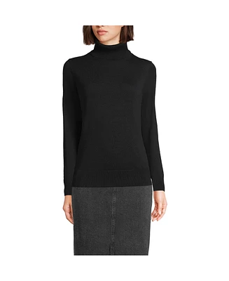 Lands' End Women's Fine Gauge Cotton Turtleneck Sweater