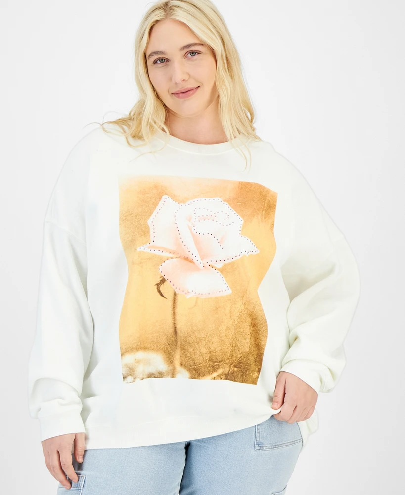 Grayson Threads, The Label Trendy Plus Rose Graphic Sweatshirt