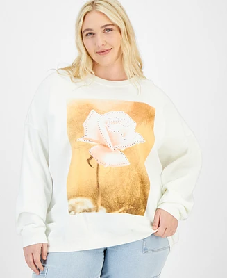 Grayson Threads, The Label Trendy Plus Rose Graphic Sweatshirt