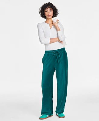 On 34th Women's Ribbed Velour Drawstring Pants, Created for Macy's