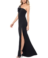 Blondie Nites Juniors' Bow-Trim One-Shoulder Gown