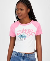 Love Tribe Juniors' Smurfs Raglan Cropped T-Shirt