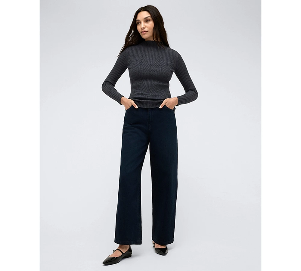 Kenneth Cole Women's Rib-Knit Chevron-Stitch Sweater