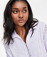 Lucky Brand Women's Lace-Trim Gauze Shirt