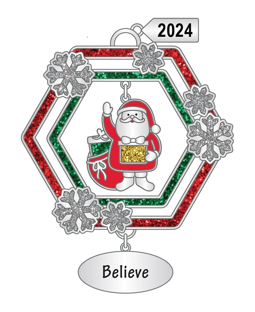 Ganz Sentiment Ornament Santa 'Believe' with Dated 2024 Charm, 2.7"