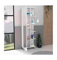 Depot E-shop Venus Mirror Linen Single Door Cabinet, Five External Shelves, Four Interior Shelves