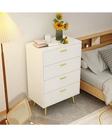 Homsee 4-Drawers Dark Brown Chest of Drawer Accent Storage Cabinet