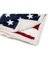 Chanasya Premium Patriotic Us Flag Print Sherpa Throw Blanket - Lightweight Microfiber for Couch and Bed