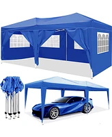 Slickblue Pop-Up Canopy Tent - Portable Outdoor Folding Party with 6 Removable Sidewalls & Carry Bag