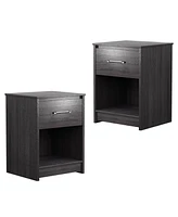 Gymax 2PCS Nightstand with Drawer Storage Shelf Wooden End Side Table Bedroom Brown