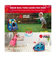 Swooc Shark Frenzy | 2-in-1 Bean Bag Toss Game for Kids w/ Carry Bag | 5-Second Setup & Storage | Kids Outside Toys 2-4