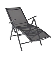 vidaXL Reclining Deck Chair Aluminum and Textilene Black