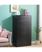 Sugift 5 Drawer Dresser Modern Wood Chest of Drawers for Bedroom