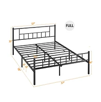 Yaheetech Full Size Basic Metal Bed Frame with Headboard and Footboard Mattress Foundation Easy Assembly Slatted Bed Base Black