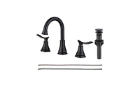 Slickblue Oil Rubbed Bronze 2-Handle 8-Inch Widespread Bathroom Sink Faucet Elegant Lavatory Fixture