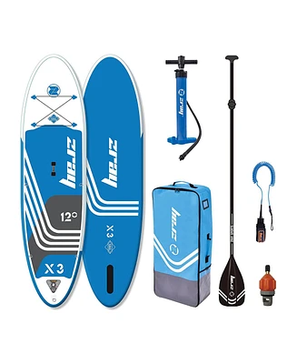 Zray 12' X-Rider Epic X3 Inflatable Sup All Around Paddle Board Kit, Blue/White