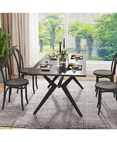 Tribesigns 63" Dining Table for 4-6 People, Modern Rectangular Kitchen Table Dinner Table, Large Dining Room Table with X