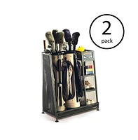 Suncast Metal Complete Golf Bag Organizer for Garage w/ Shelves & Bin (2 Pack)