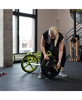 Axle Lightweight Olympic Barbell with Weighted Plates, (Straps Not Included)