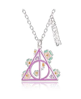 Harry Potter Deathly Hallows Pendant Necklace with Enamel Floral Jewelry Design