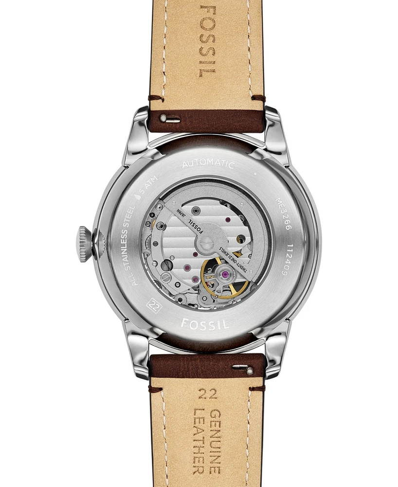 Fossil Men's Townsman Automatic Brown Leather Watch, 44mm
