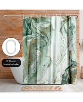 Americanflat Abstract Shower Curtain Marble Petroleum by Pi Creative Art