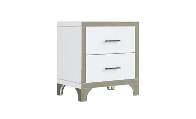 Slickblue Elegant High Gloss Nightstand with Sleek Metal Handle