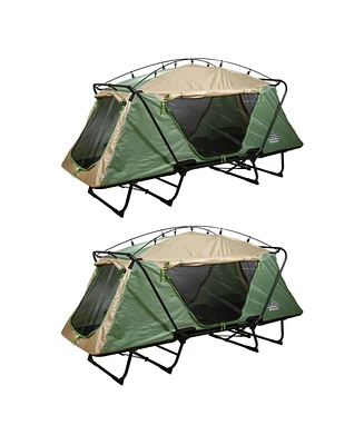 Kamp-Rite Oversize Portable Versatile Cot, Chair, & Tent, Green/Tan (2 Pack)