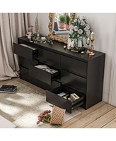 Homsee Silver Wood 9-Drawer Dresser Modern Style with Mirrored Drawers