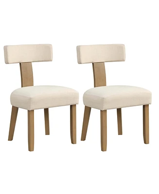 Costway Set of 2 Armless Dining Chairs with Curved Backrests & Padded Seat Cushions